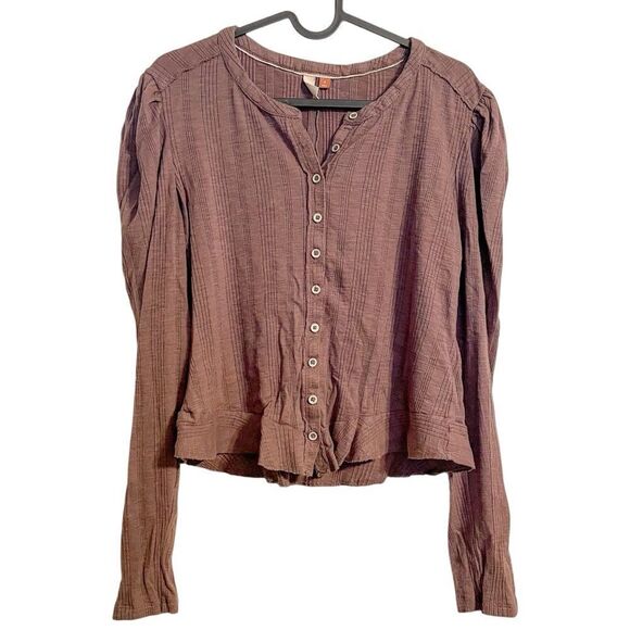 Anthropologie Pilcro Ribbed Puff Sleeve Crop Top in Maeve M - Picture 5 of 7